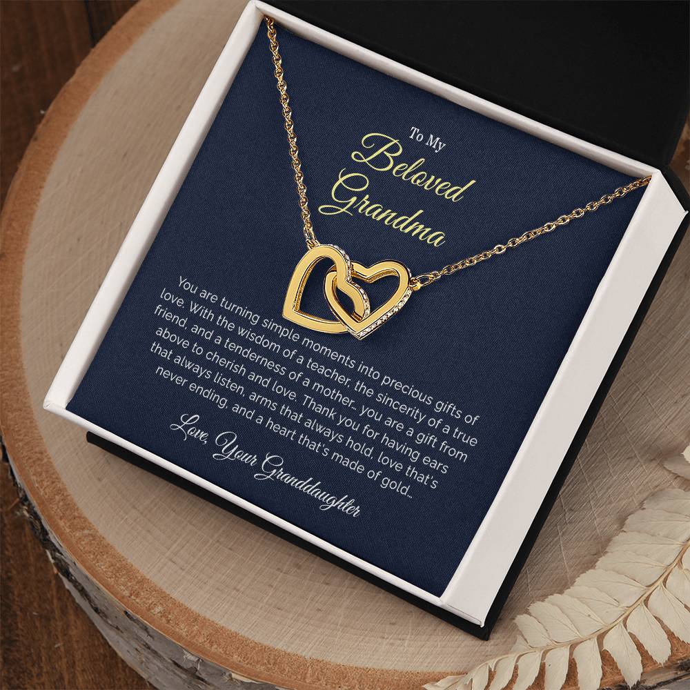 To My Beloved Grandma | Thank You - Interlocking Hearts necklace