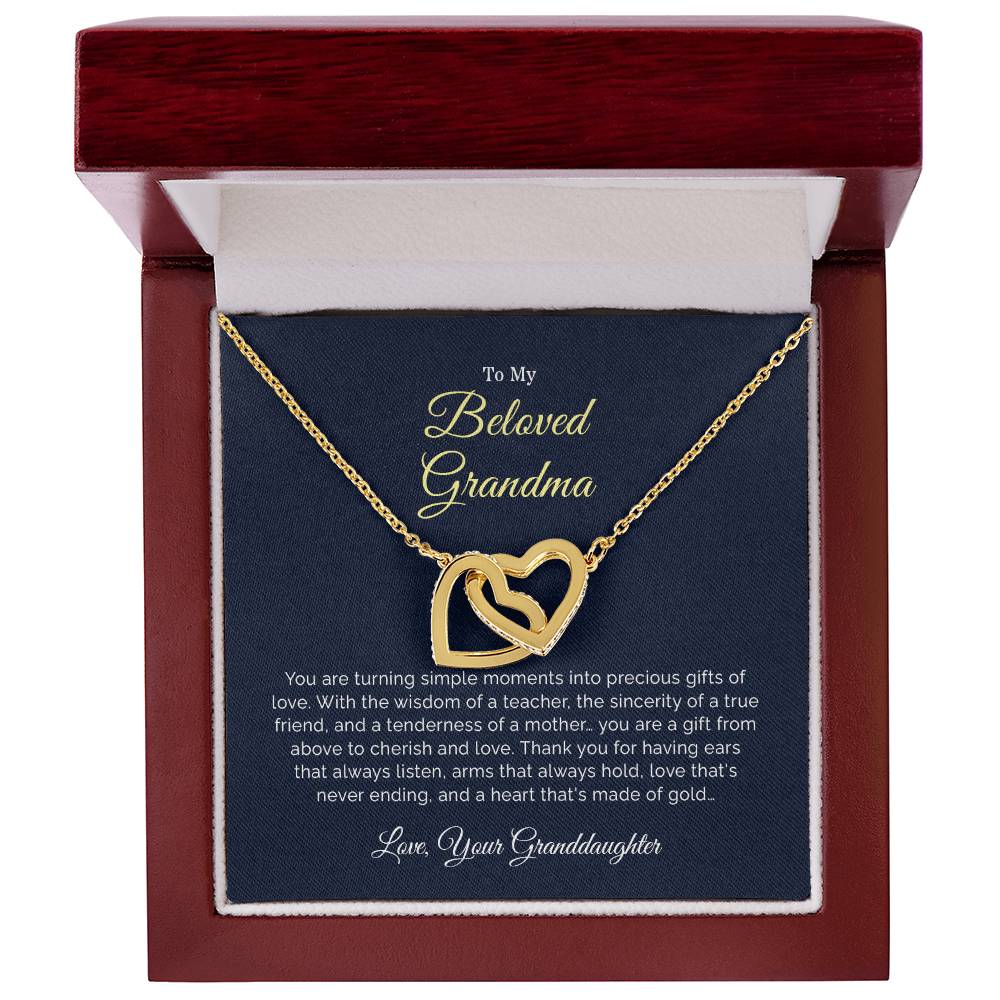 To My Beloved Grandma | Thank You - Interlocking Hearts necklace