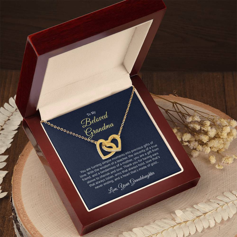 To My Beloved Grandma | Thank You - Interlocking Hearts necklace
