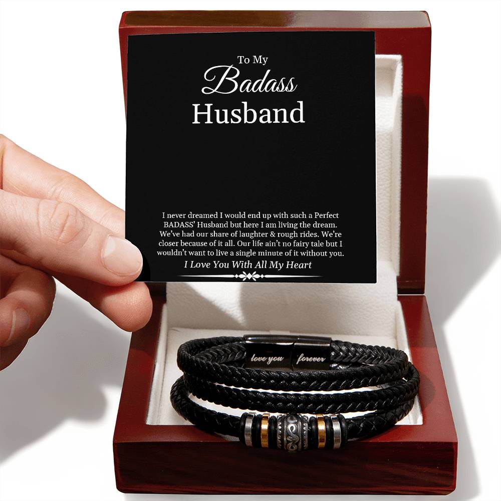 To My Badass Husband | I Love You With All My Heart - Men's "Love You Forever" Bracelet