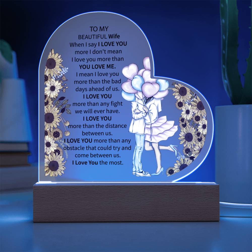 To My Beautiful Wife | Printed Heart Acrylic Plaque