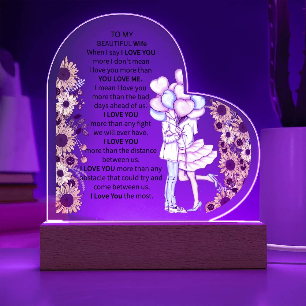 To My Beautiful Wife | Printed Heart Acrylic Plaque