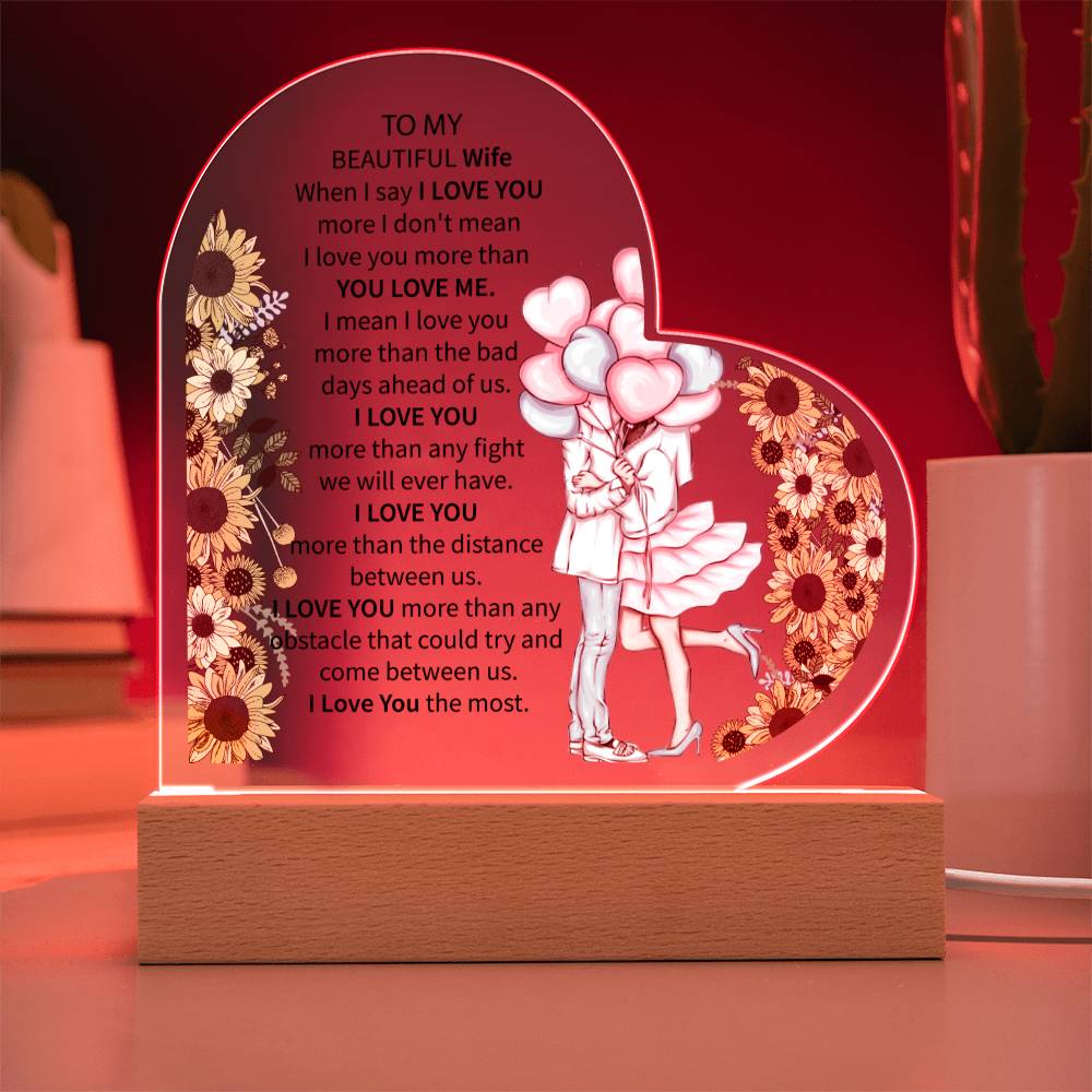 To My Beautiful Wife | Printed Heart Acrylic Plaque