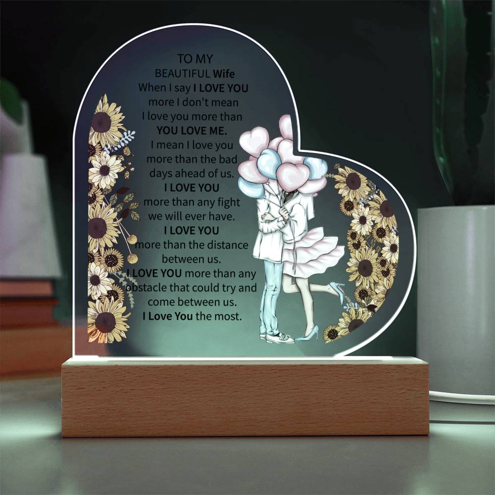 To My Beautiful Wife | Printed Heart Acrylic Plaque